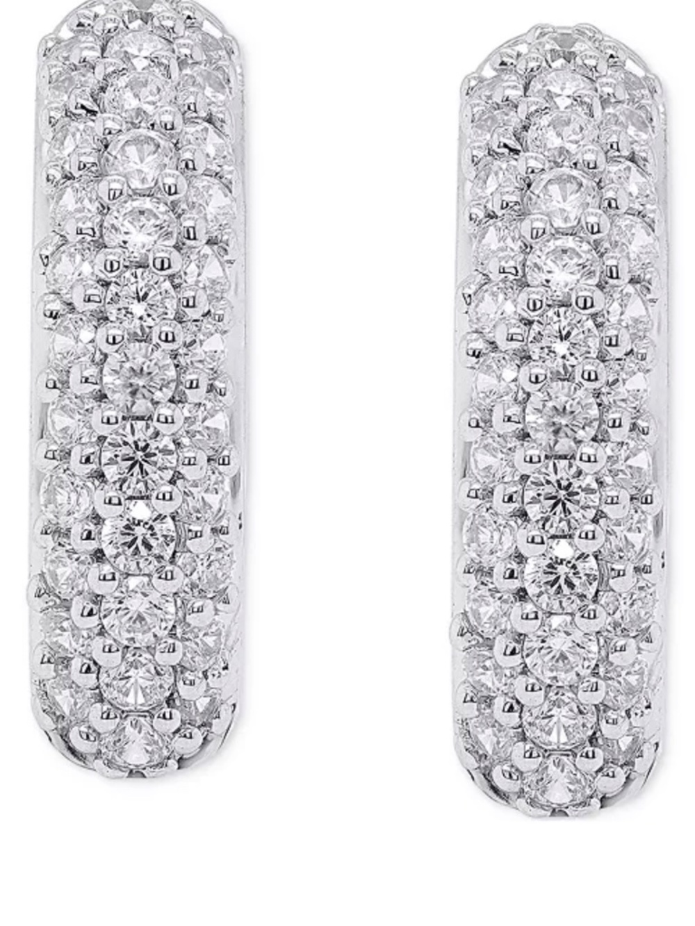 Lab Grown Diamond Pavé Small Huggie Hoop Earrings (1/2 ct. t.w.) in Sterling Sil - Picture 2 of 5